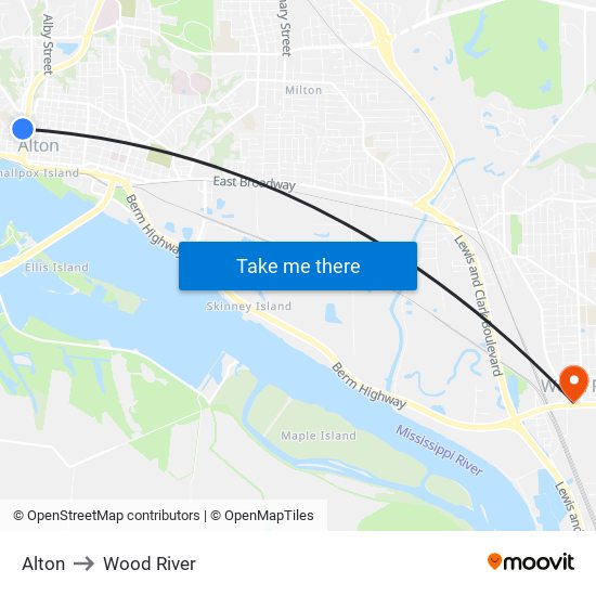 Alton to Wood River map