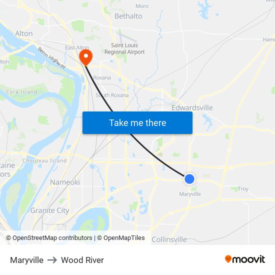 Maryville to Wood River map