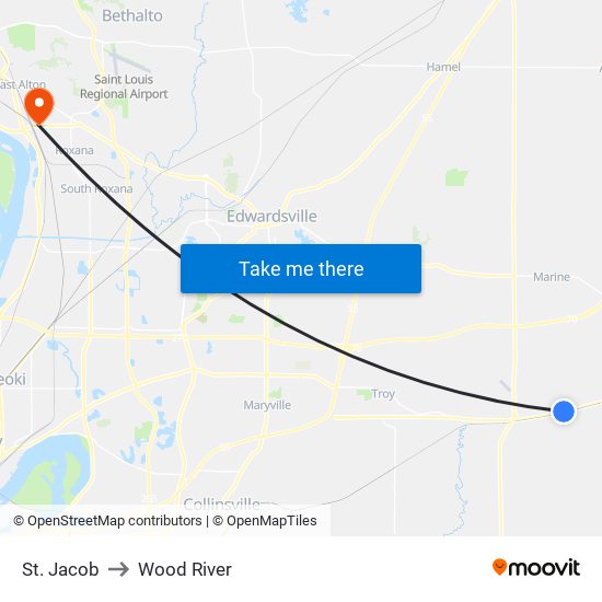 St. Jacob to Wood River map