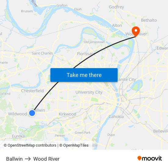 Ballwin to Wood River map