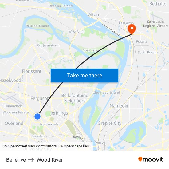 Bellerive to Wood River map