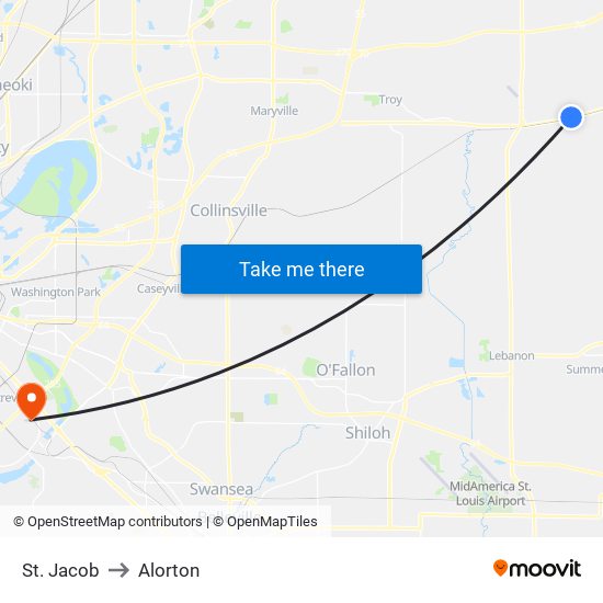 St. Jacob to Alorton map