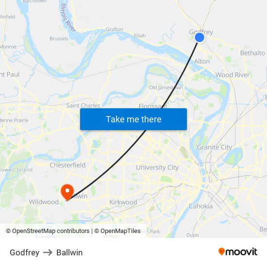 Godfrey to Ballwin map