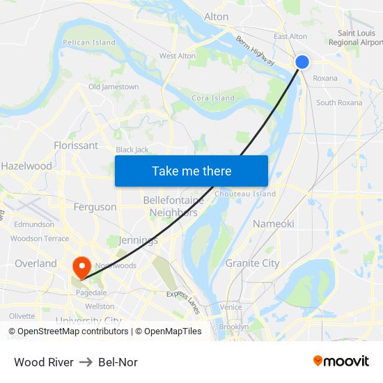 Wood River to Bel-Nor map