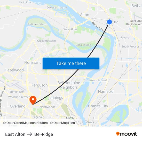 East Alton to Bel-Ridge map