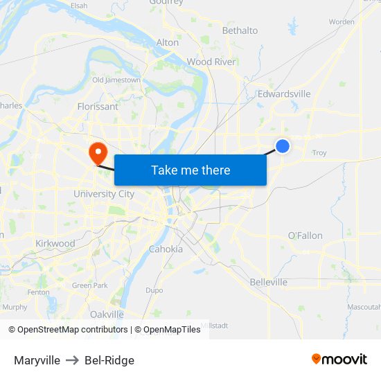 Maryville to Bel-Ridge map