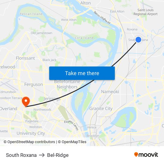 South Roxana to Bel-Ridge map