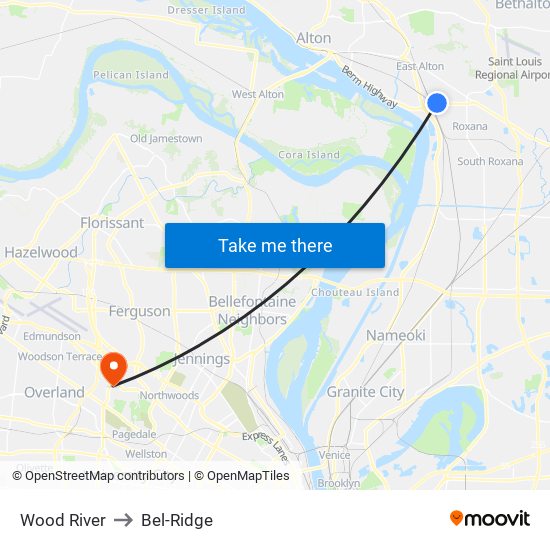 Wood River to Bel-Ridge map