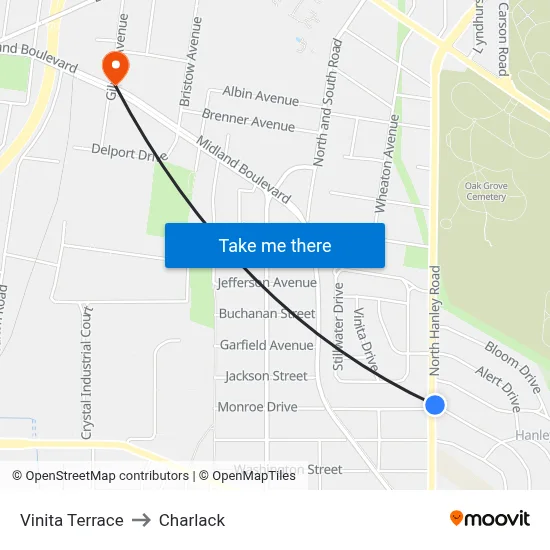 Vinita Terrace to Charlack map