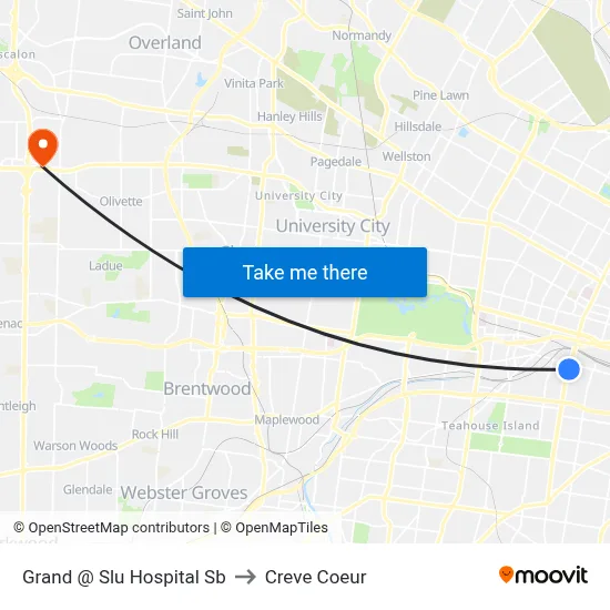 Grand @ Slu Hospital Sb to Creve Coeur map