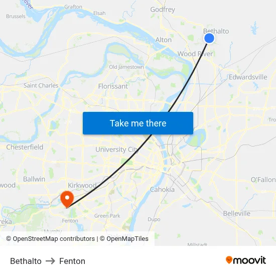 Bethalto to Fenton map