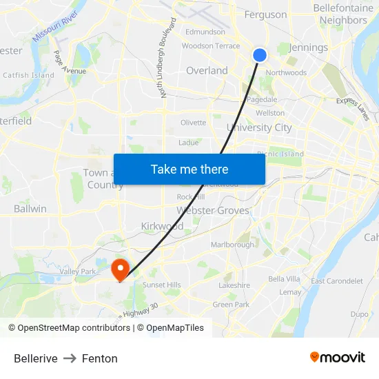Bellerive to Fenton map