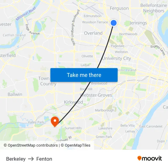 Berkeley to Fenton map