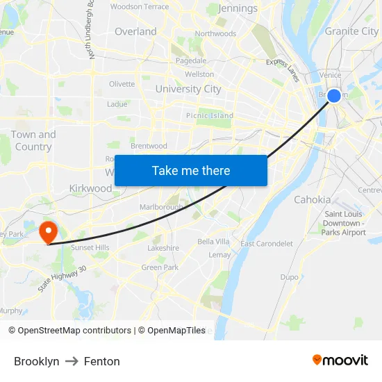 Brooklyn to Fenton map