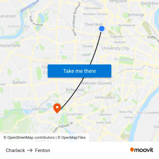 Charlack to Fenton map