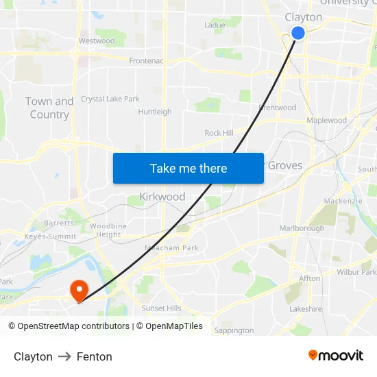 Clayton to Fenton map