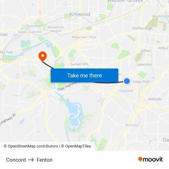 Concord to Fenton map