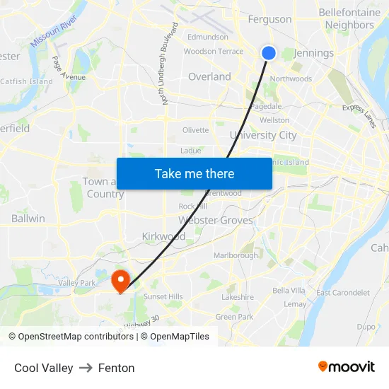 Cool Valley to Fenton map