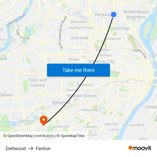 Dellwood to Fenton map