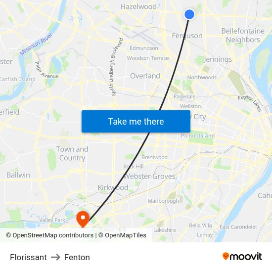 Florissant to Fenton map