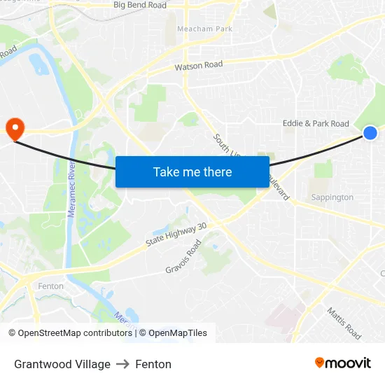 Grantwood Village to Fenton map
