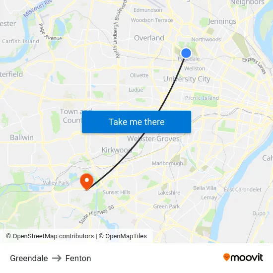 Greendale to Fenton map