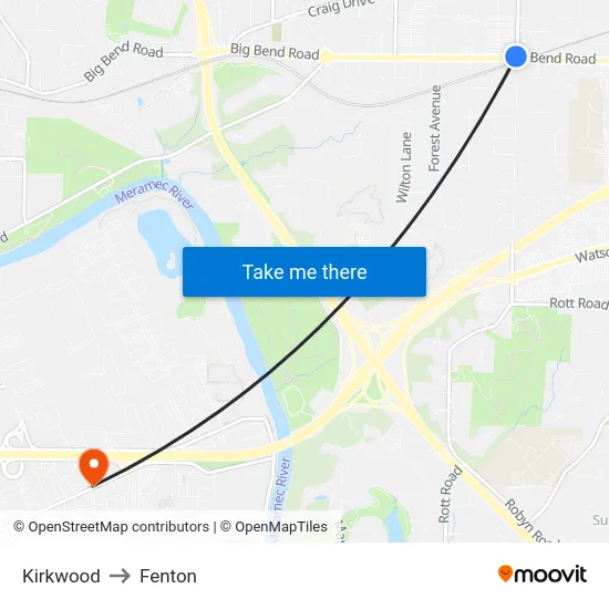 Kirkwood to Fenton map