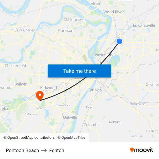 Pontoon Beach to Fenton map