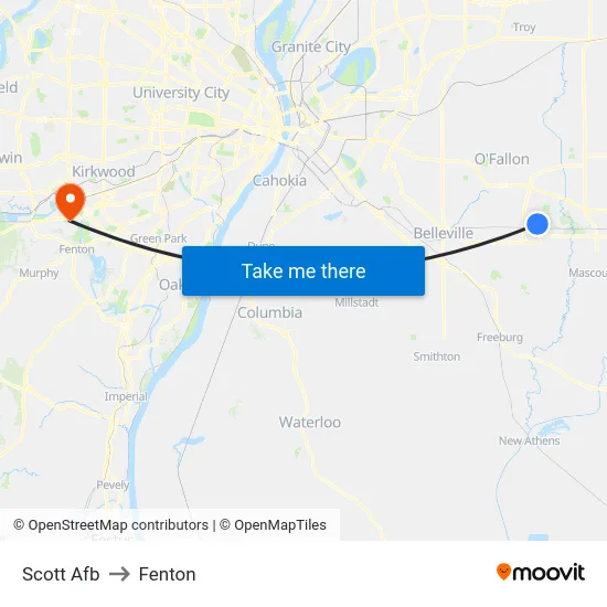 Scott Afb to Fenton map