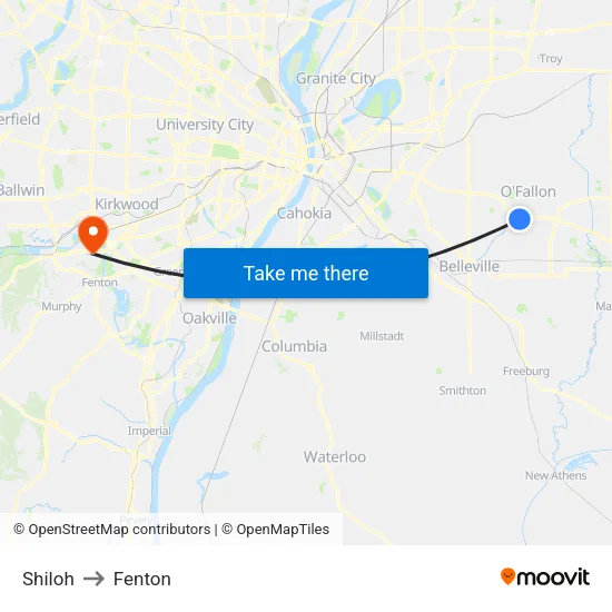 Shiloh to Fenton map