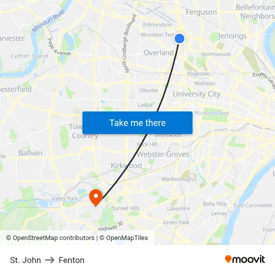 St. John to Fenton map