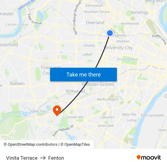 Vinita Terrace to Fenton map