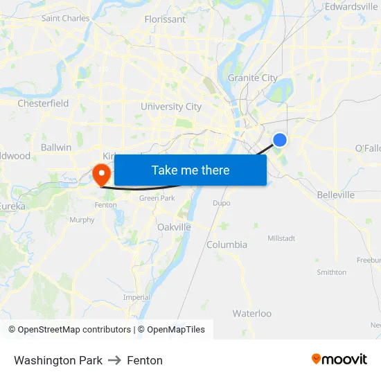 Washington Park to Fenton map