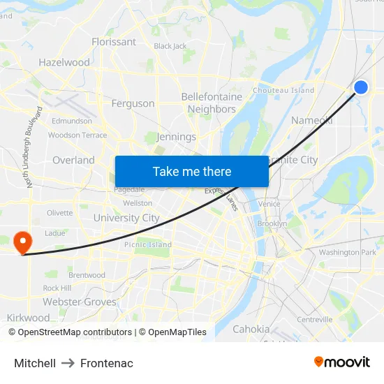Mitchell to Frontenac map