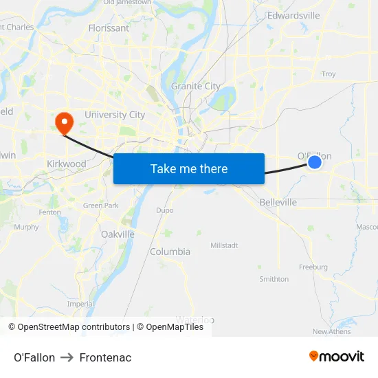 O'Fallon to Frontenac map