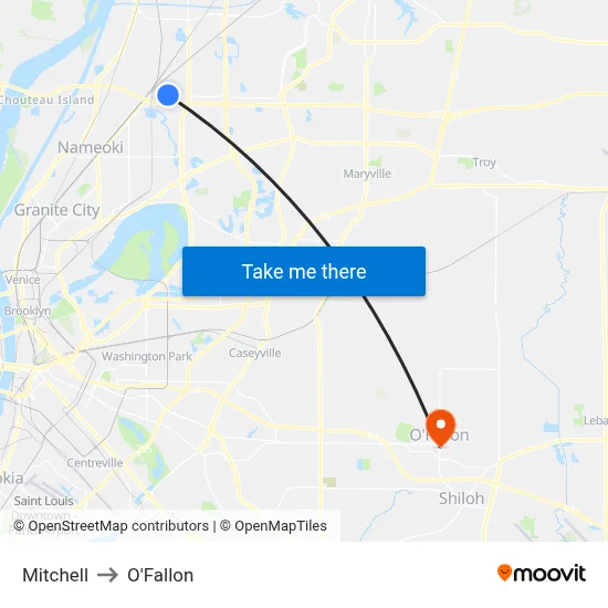 Mitchell to O'Fallon map