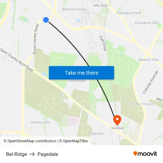 Bel-Ridge to Pagedale map
