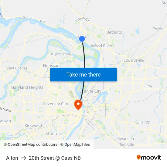 Alton to 20th Street @ Cass NB map