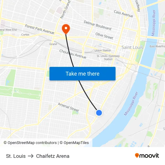 St. Louis to Chaifetz Arena map