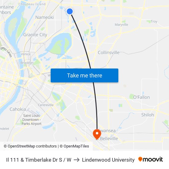 Il 111 & Timberlake Dr S / W to Lindenwood University map