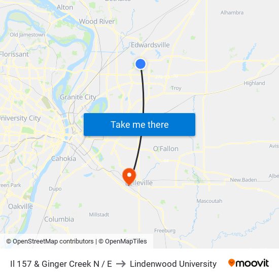 Il 157 & Ginger Creek N / E to Lindenwood University map