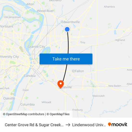 Center Grove Rd & Sugar Creek Ln N / E to Lindenwood University map