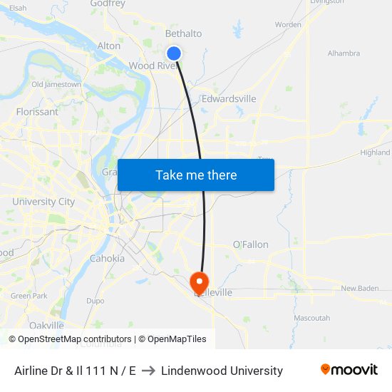 Airline Dr & Il 111 N / E to Lindenwood University map