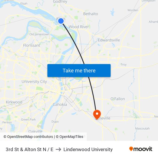 3rd St & Alton St N / E to Lindenwood University map