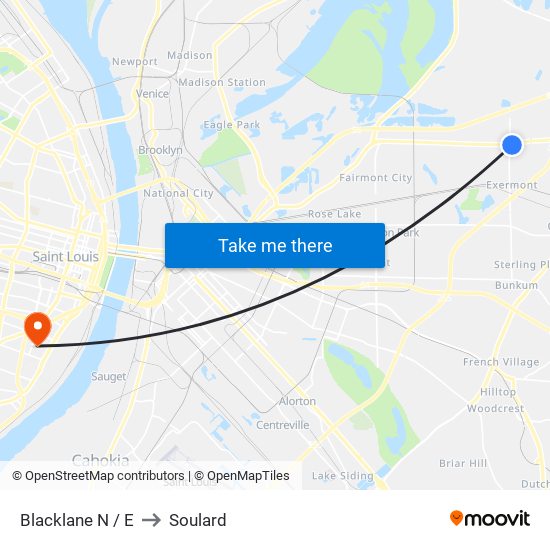 Blacklane N / E to Soulard map