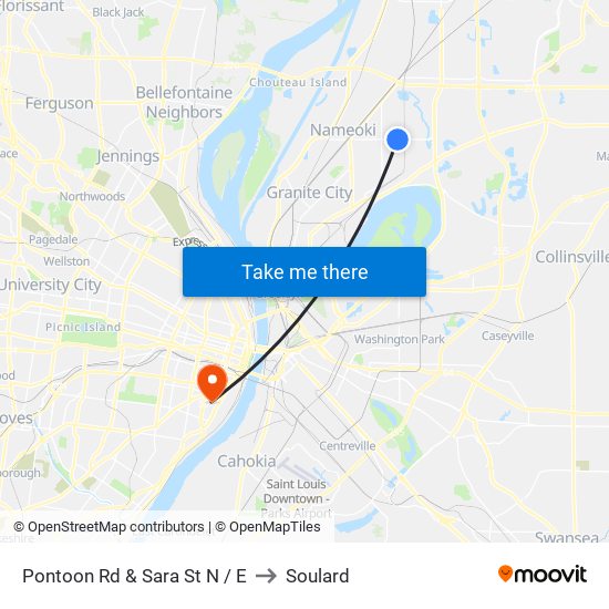 Pontoon Rd & Sara St N / E to Soulard map