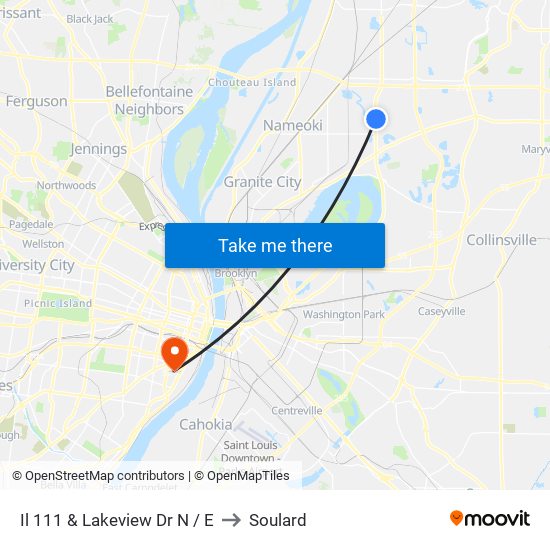 Il 111 & Lakeview Dr N / E to Soulard map