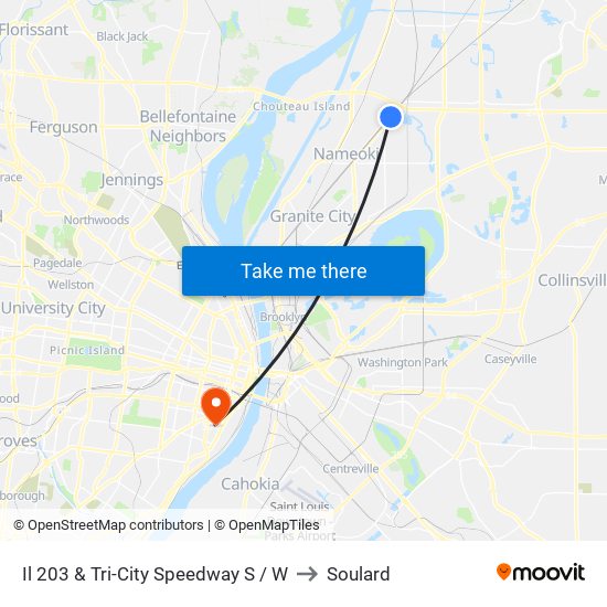 Il 203 & Tri-City Speedway S / W to Soulard map