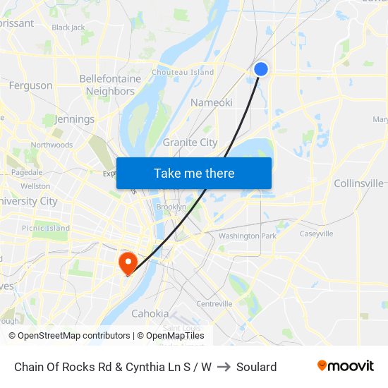 Chain Of Rocks Rd & Cynthia Ln S / W to Soulard map