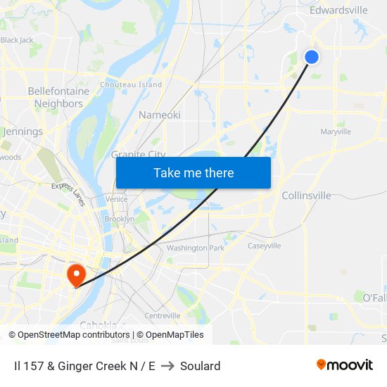 Il 157 & Ginger Creek N / E to Soulard map